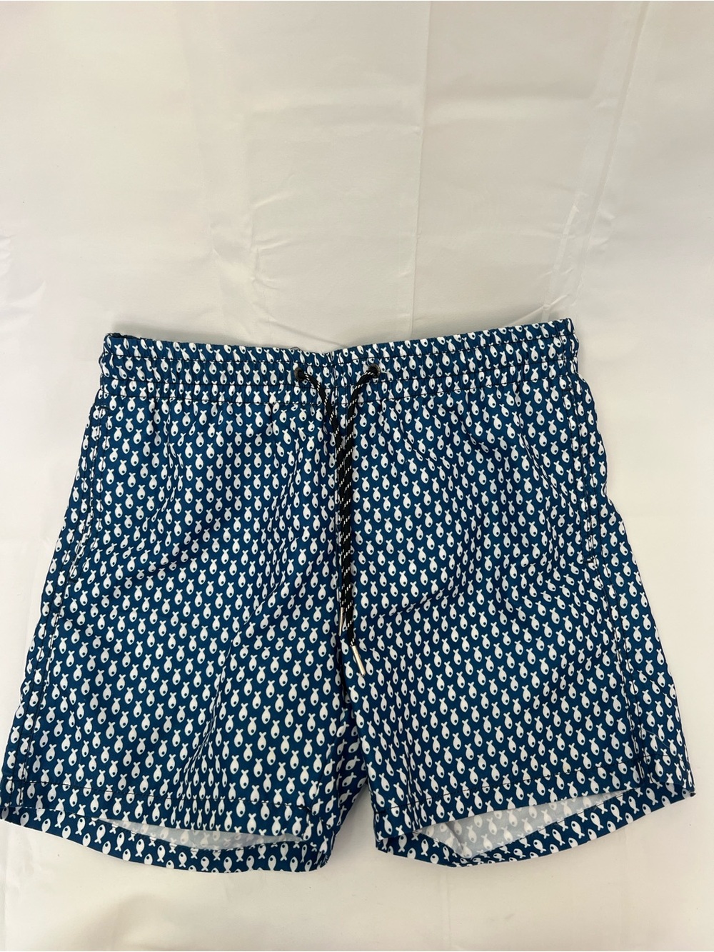 Men's Navy Blue Patterned Swim Trunks